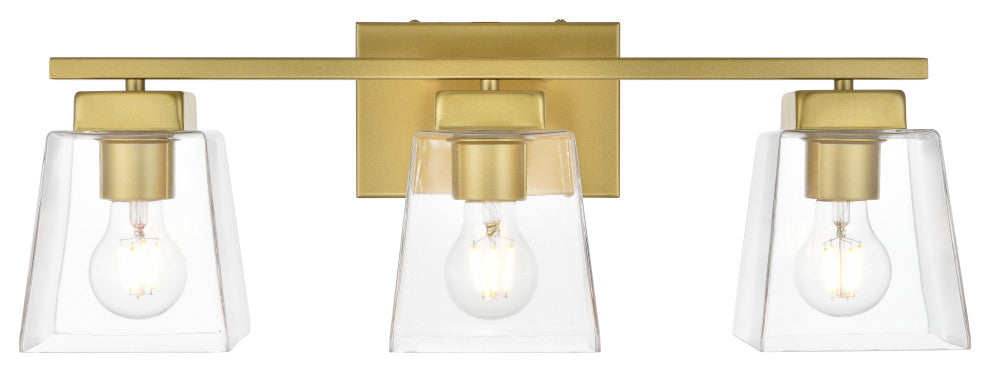 3 Light Brass And Clear Bath Sconce
