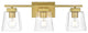 3 Light Brass And Clear Bath Sconce