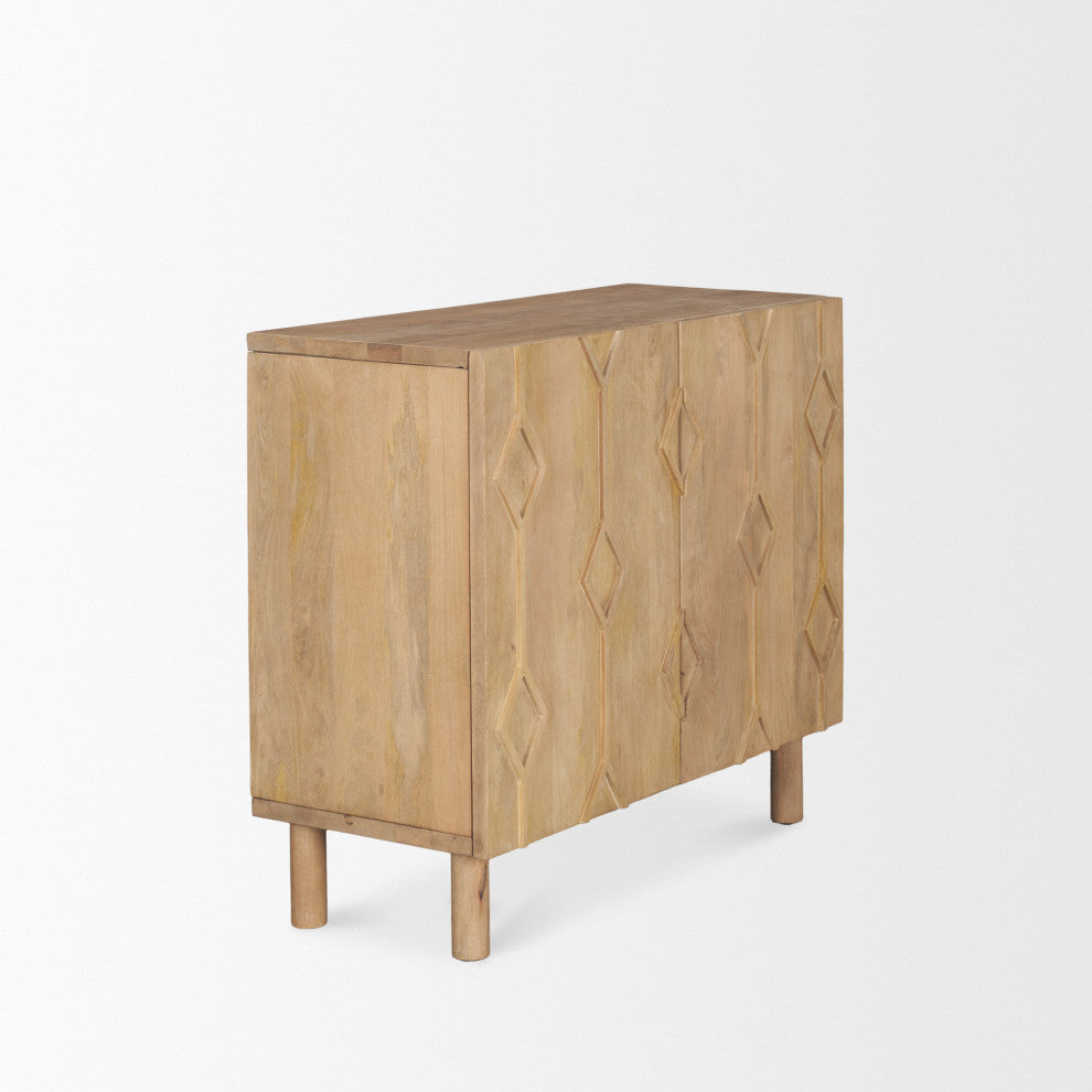 Heera Light Brown Diamond Motif With Shelf Accent Cabinet