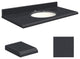 Quartz 43"x22" Vanity Top, Single Faucet Hole, Black Luxe, White Bowl