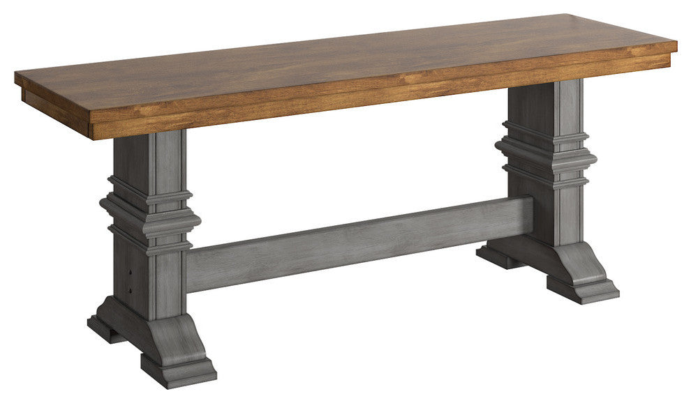 Arbor Hill Two-Tone Trestle Base Dining Bench, Antique Grey