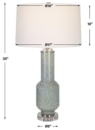 Contemporary Aqua Blue Gray Bubble Glass Table Lamp 30 in Clear Crystal Modern