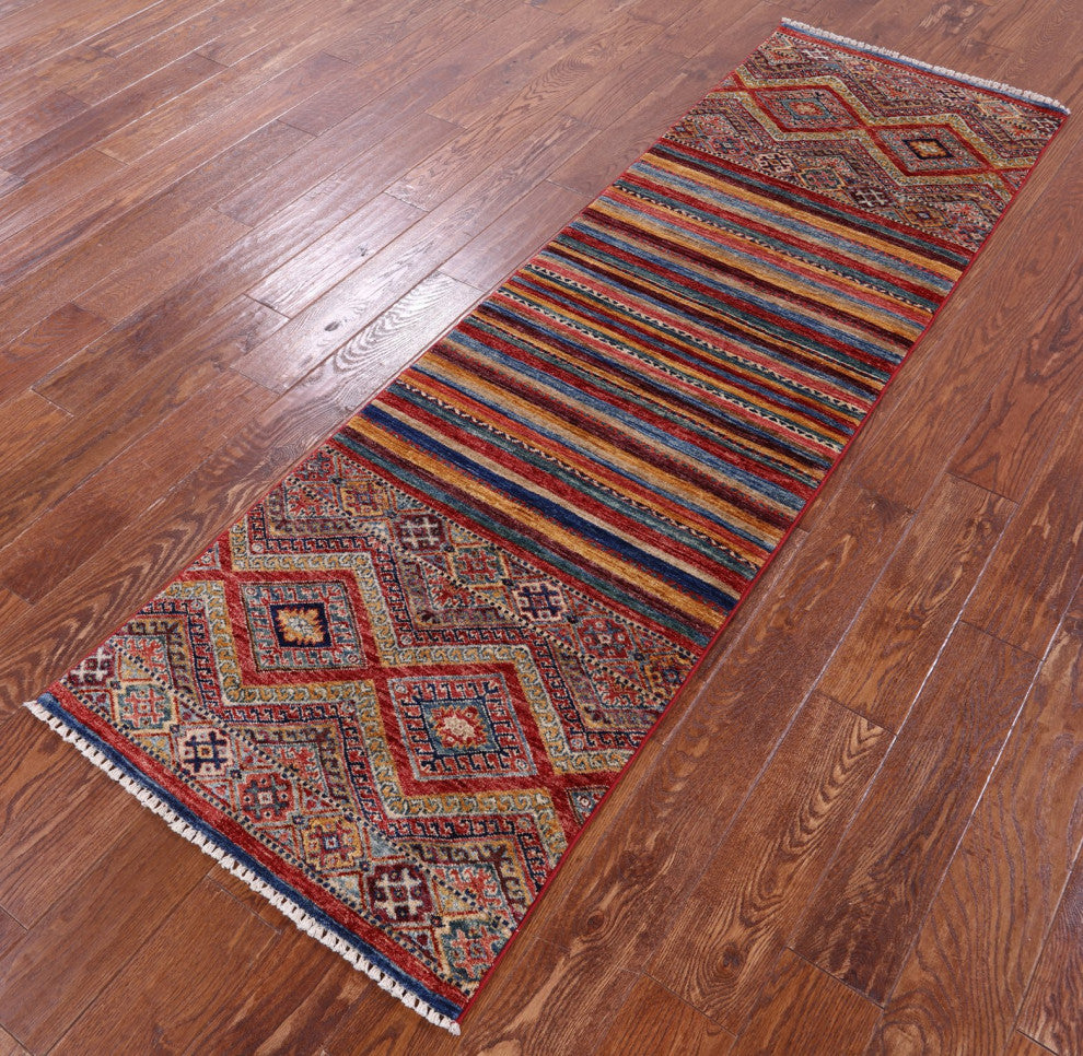 Khorjin Super Kazak Hand-Knotted Runner Rug 2' 4" X 8' 2" Q10855