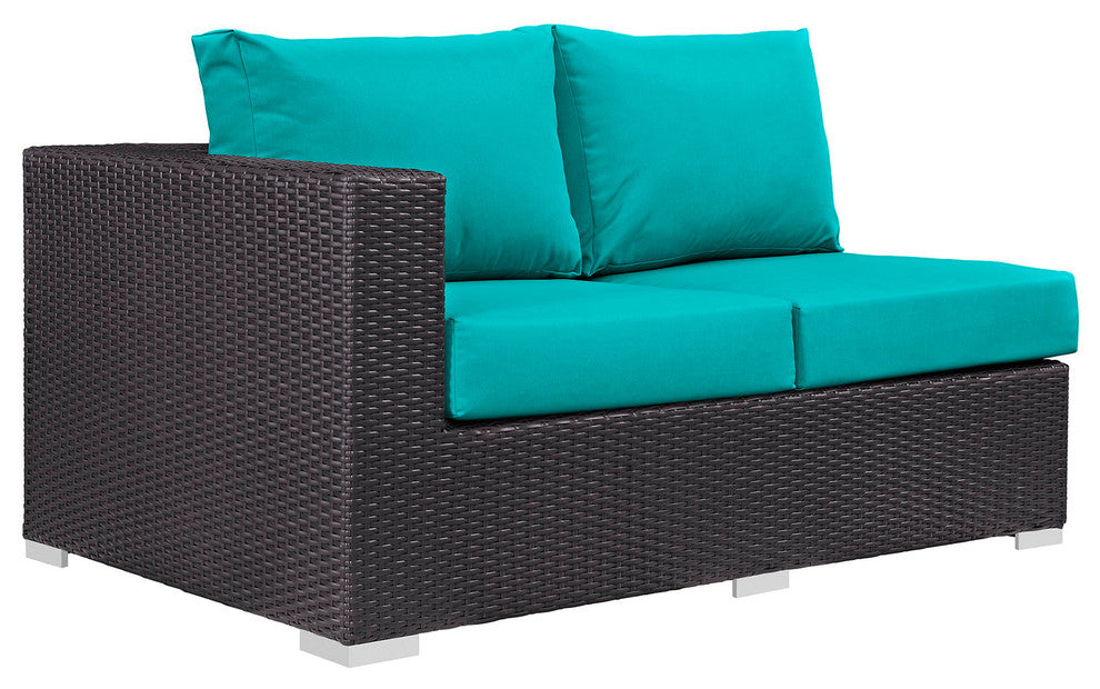 Modway Convene 4 Piece Outdoor Patio Daybed, Espresso Turquoise