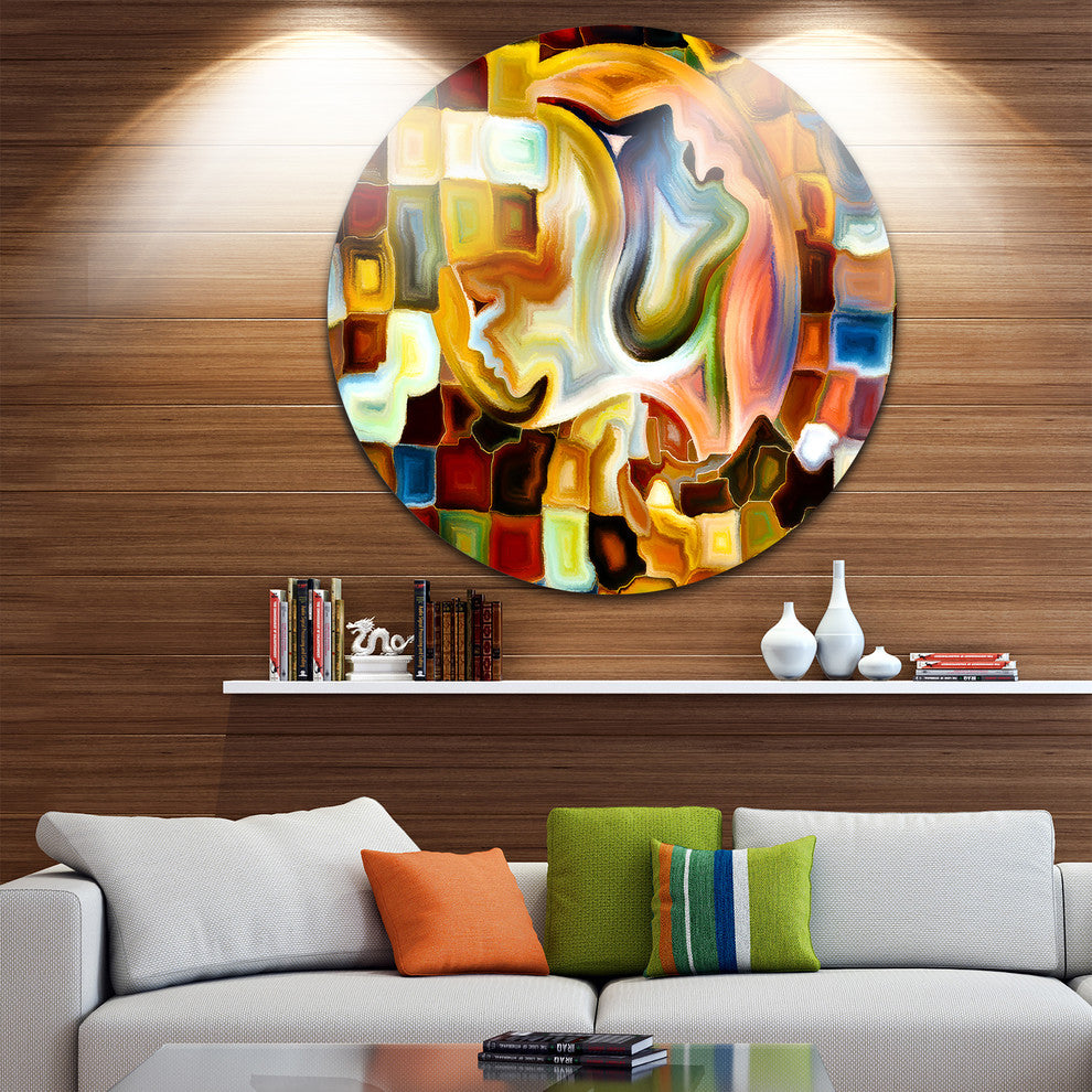 Way Of Inner Paint, Abstract Disc Metal Wall Art, 38"
