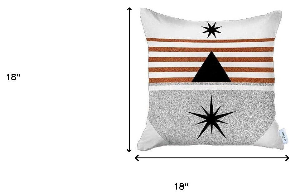 Set of 2 Orange and Ivory Striped Pillow Covers