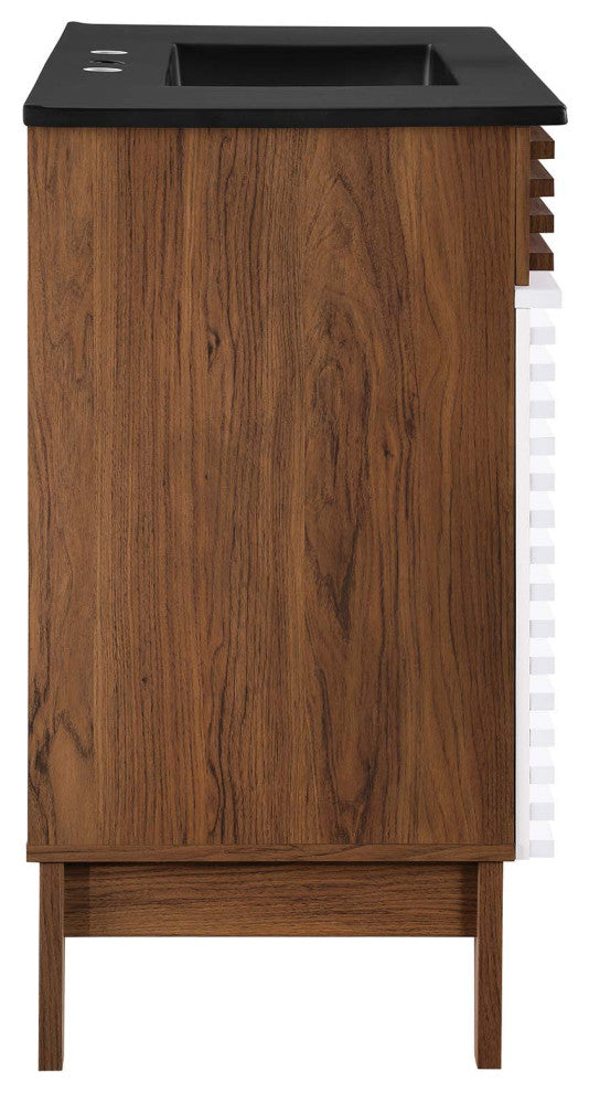Render 36" Bathroom Vanity, White Walnut Black
