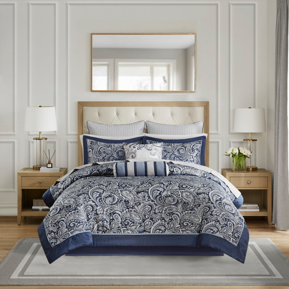 Madison Park Aubrey Comforter Sheet Set Blue, Queen