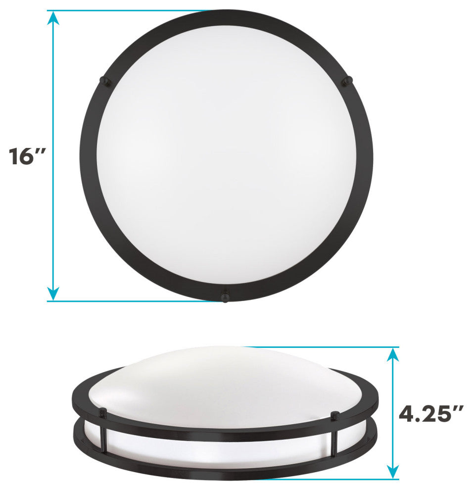 Luxrite 16" LED Flush Mount 5 Color Options 24W 1960lm Matte Black