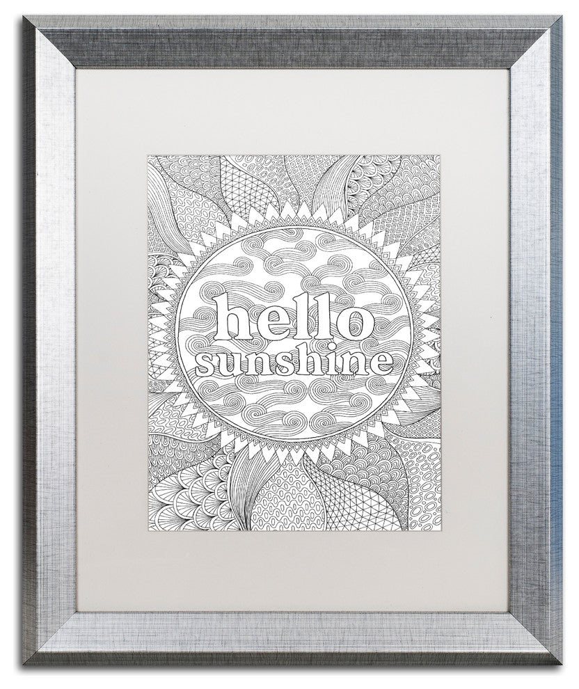 Hello Angel ''Hello Sunshine'' Art, Silver Frame, White Mat, 20x16
