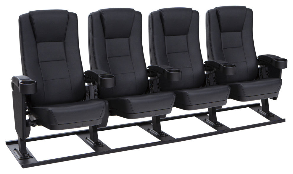 Seatcraft Montago Movie Theater Seating, Black, Row of 4