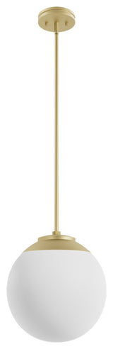 Hepburn Painted Modern Brass With Cased White Glass 1 Light Pendant Ceiling