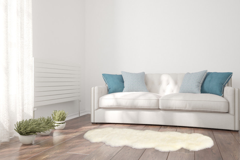 Milan Shearling Double Sheepskin Rug 2' X 6', Ivory