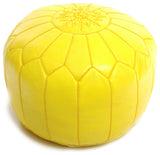 Moroccan Leather Pouf, Yellow