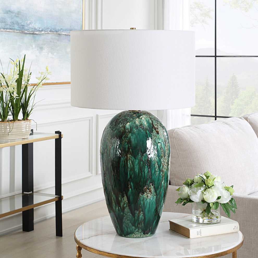 Uttermost Ceralene Green Table Lamp