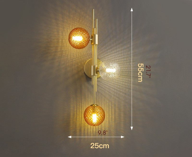 Mieres | Luxury Minimalist Glass LED Wall Lamp, Orange + White, Left