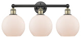Athens 3-Light 26" Bath Vanity Light, Black Antique Brass, Matte White