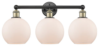 Athens 3-Light 26" Bath Vanity Light, Black Antique Brass, Matte White