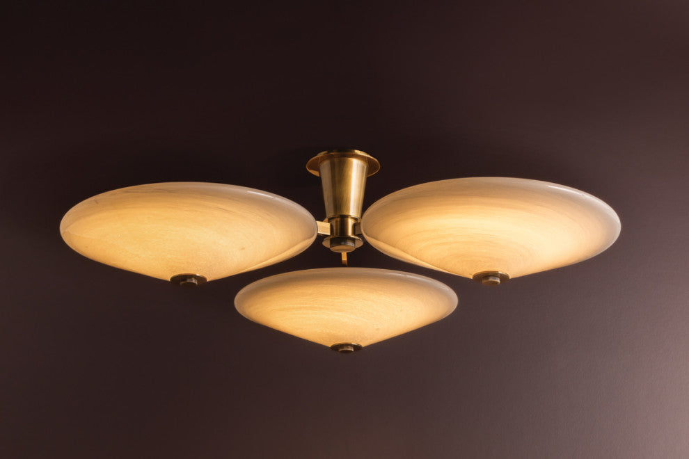 Corbett Lighting Cologne LED Flush Mount, Vintage Brass, 45.25"Dx12"H