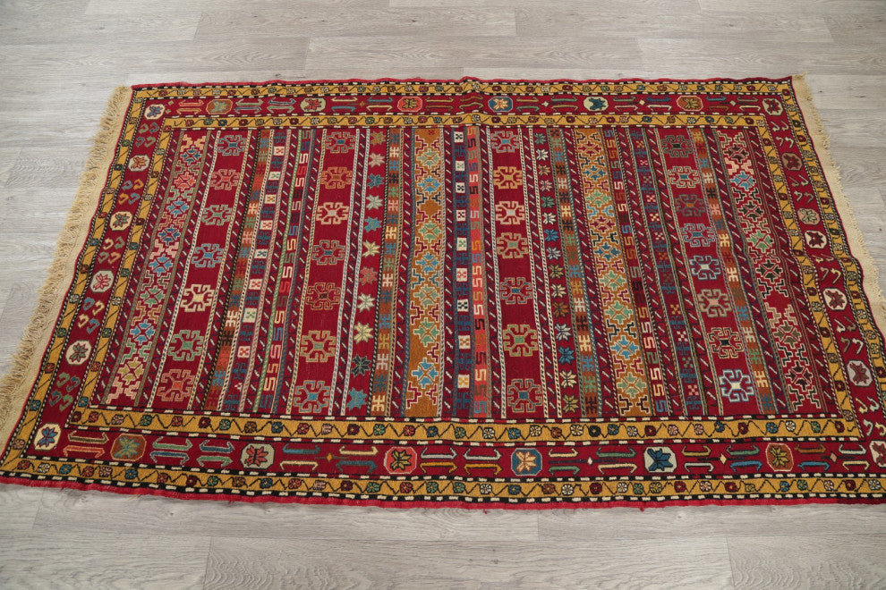 Kilim Oriental Traditional Hand-Knotted Persian Area Rug Wool, 6'5"x3'10