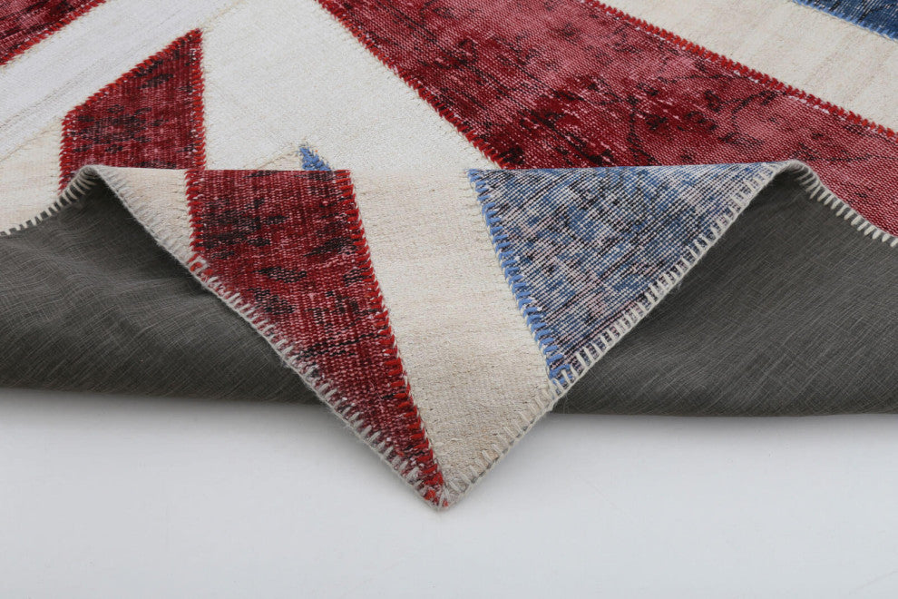 Rug N Carpet - Handwoven Turkish 6' 9'' x 10' 0'' Flag Patchwork Rug