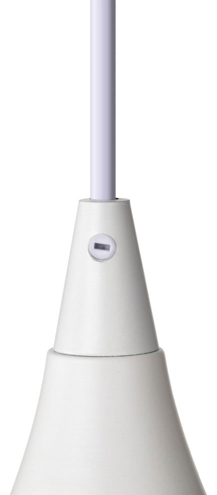1-Light 12 in. White Single Pendant With Teardrop Metal Shade