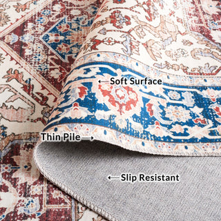 Safavieh Arizona Machine-Washable Collection ARZ109 Rug, Red/Navy, 2'6"x6'