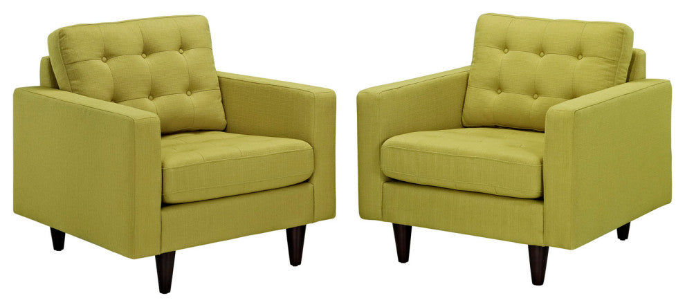 Wheatgrass Empress Armchair Upholstered Fabric Set of 2
