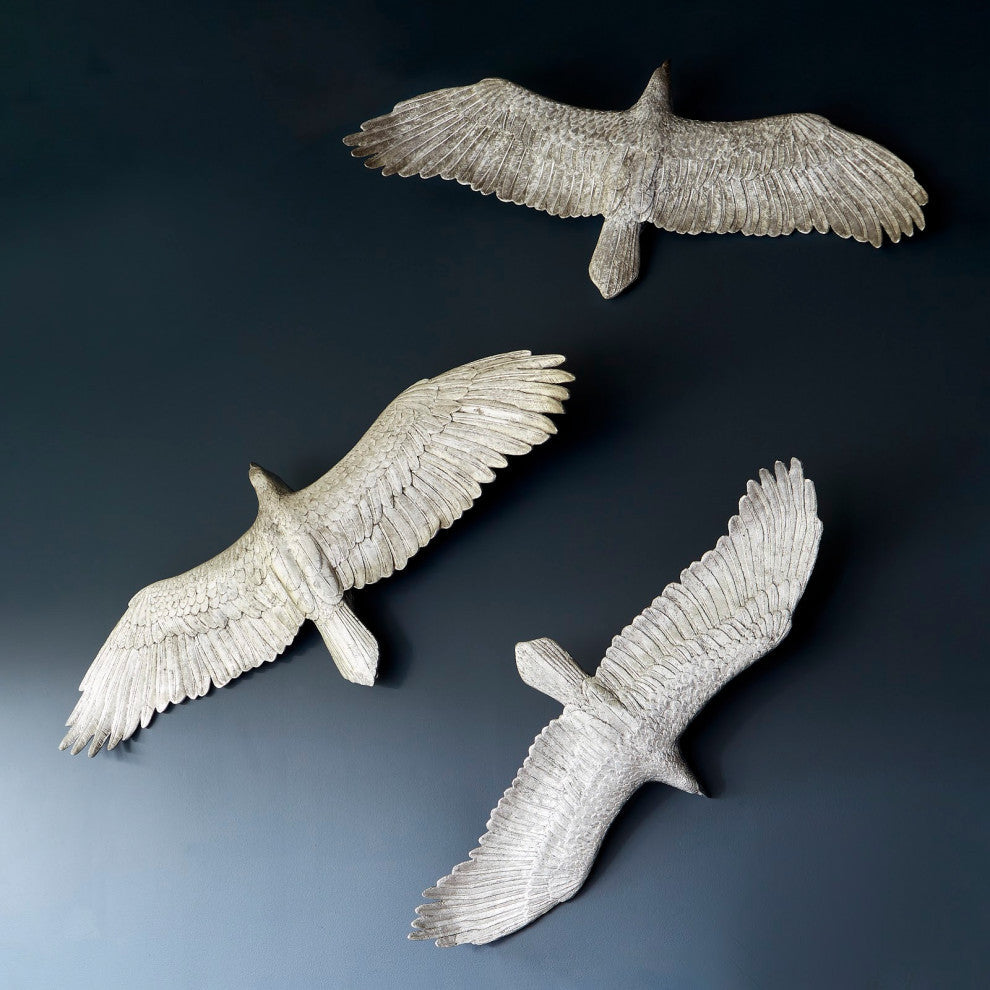 Soaring Eagle Wall Art, Resin, Silver Leaf, Small