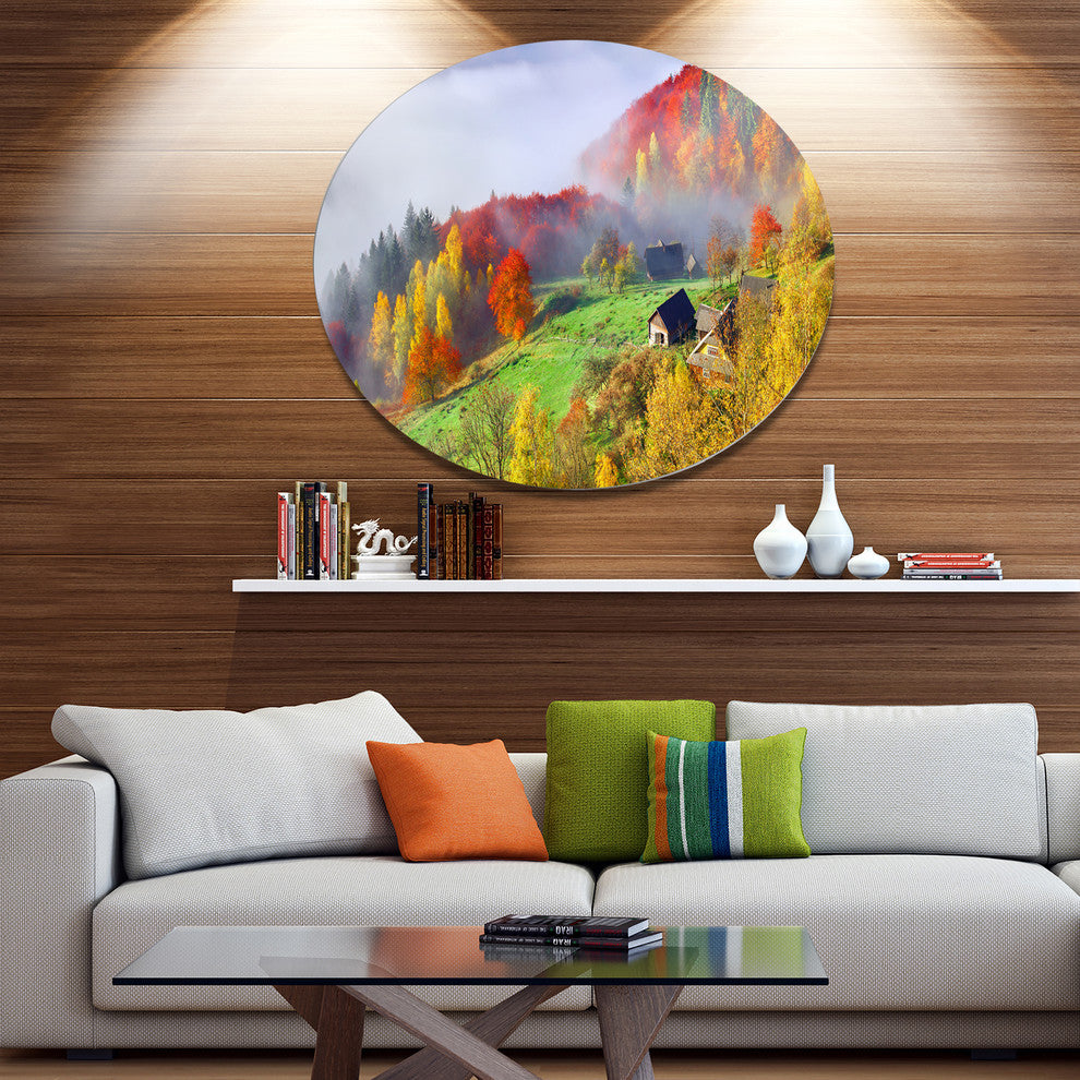 Colorful Autumn Landscape In Mountains, Landscape Disc Artwork, 36"
