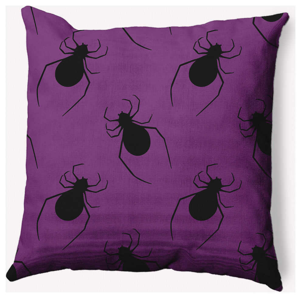 18" x 18" Crawling Spiders Indoor/Outdoor Polyester Throw Pillow, Amethyst
