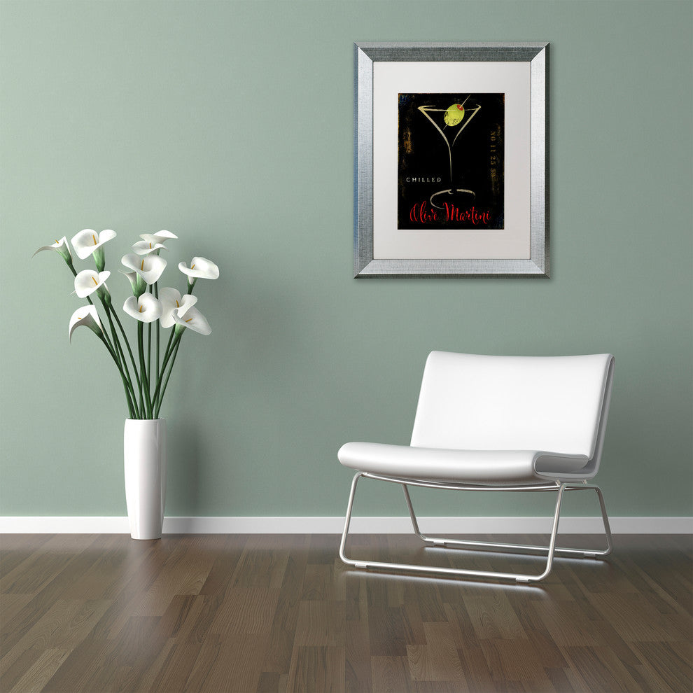 Color Bakery 'Olive Martini II', Silver Frame, White Mat, 16x20