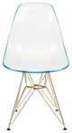 Cresco Eiffel Base Dining Chair, Gold Base, Set of 2, White Blue