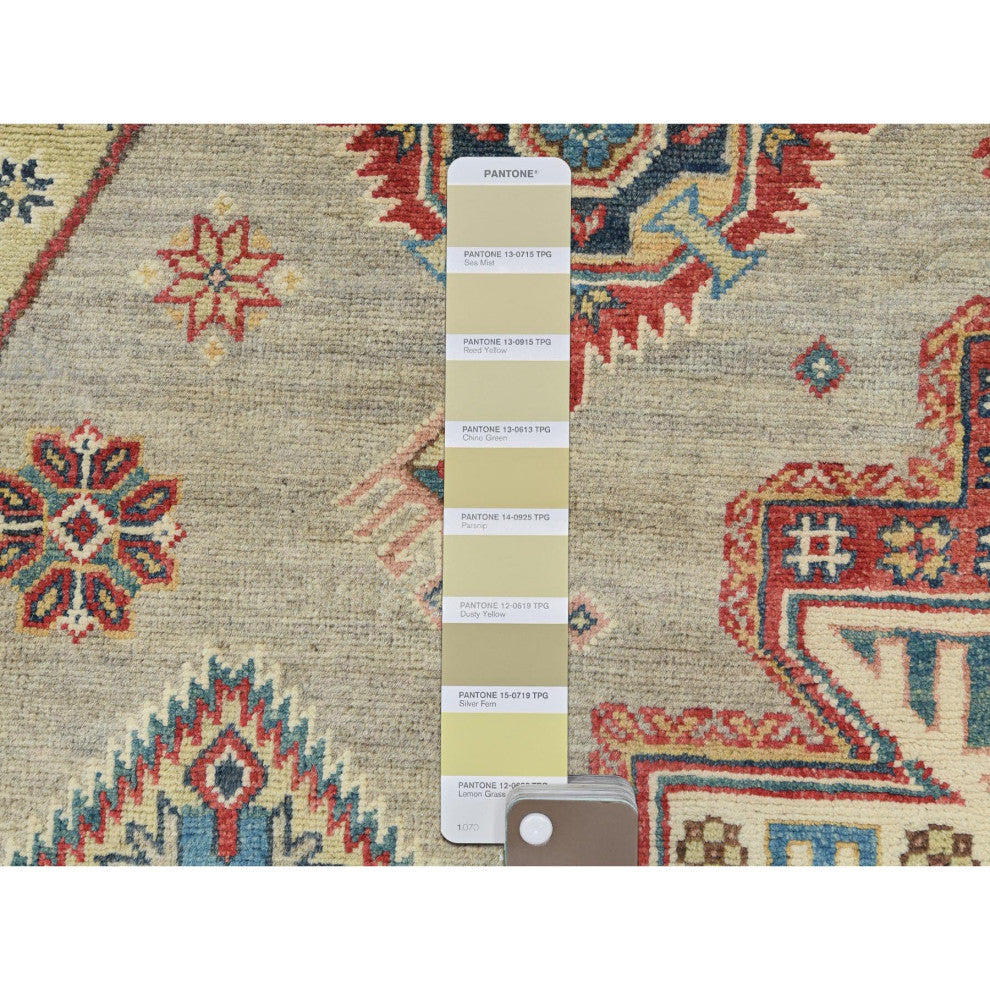 Pale Goldenrod, Special Kazak 100% Wool Hand Knotted Oriental Rug, 8'x7'9"