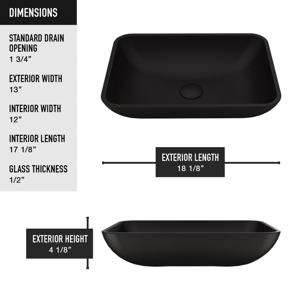 Sottile 18"L x 13"W Glass Vessel Sink and Gotham 12"H Faucet Set