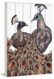 "Peacock Partner II" Painting Print on White Wood, 16"x24"