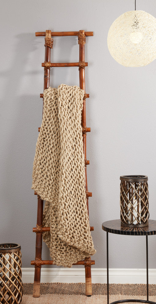 Chunky Knit Design Throw Blanket, Natural, 50"x60"