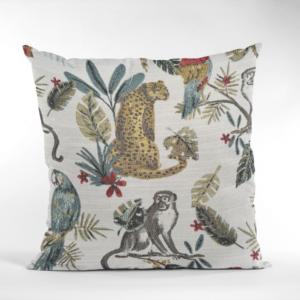Plutus Multi-Color Jungle Luxury Throw Pillow, Multi-Color, 18" x 18"