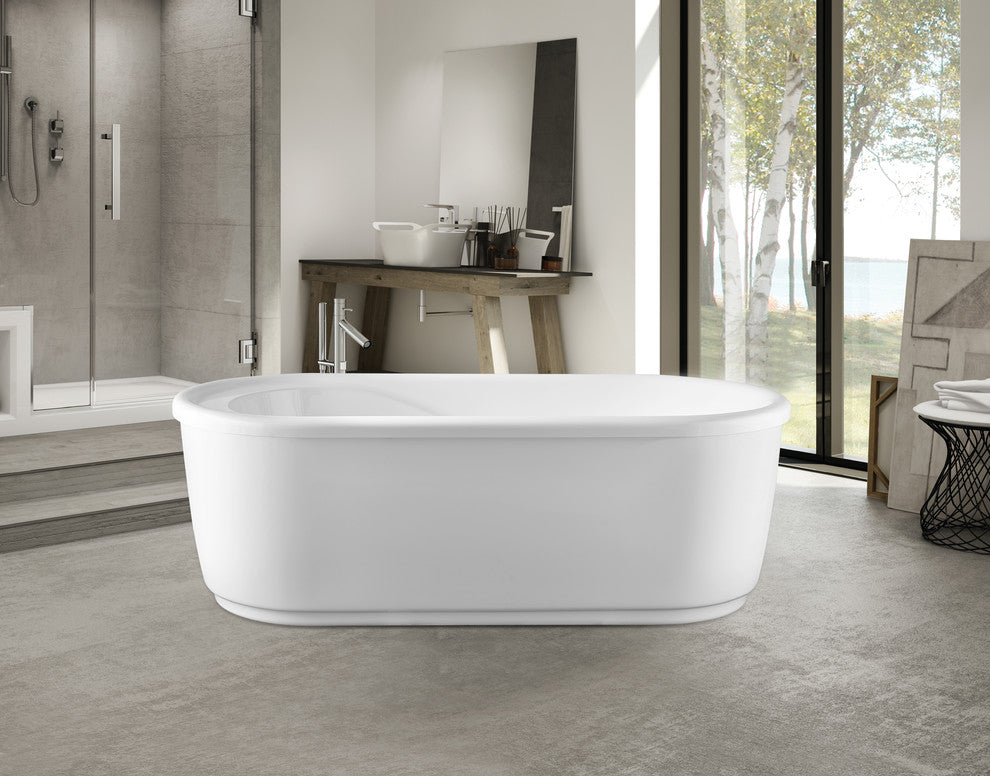 Vanity Art 59" Freestanding Acrylic Soaking Bathtub