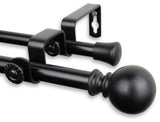 Luna Double Curtain Rod 5/8"W 28-48"D, Black