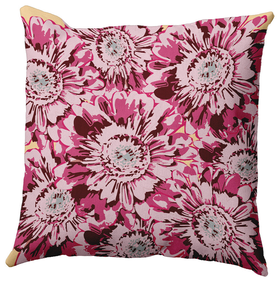 Big Flowers Decorative Throw Pillow, Pink, 18"x18"