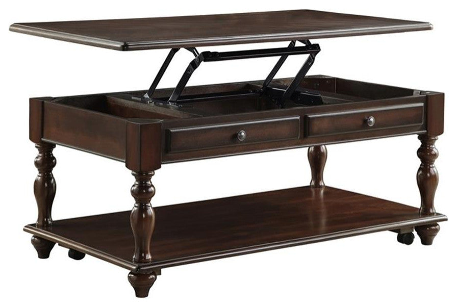 Homelegance Lovington Cocktail Table With Lift Top on Casters, Espresso