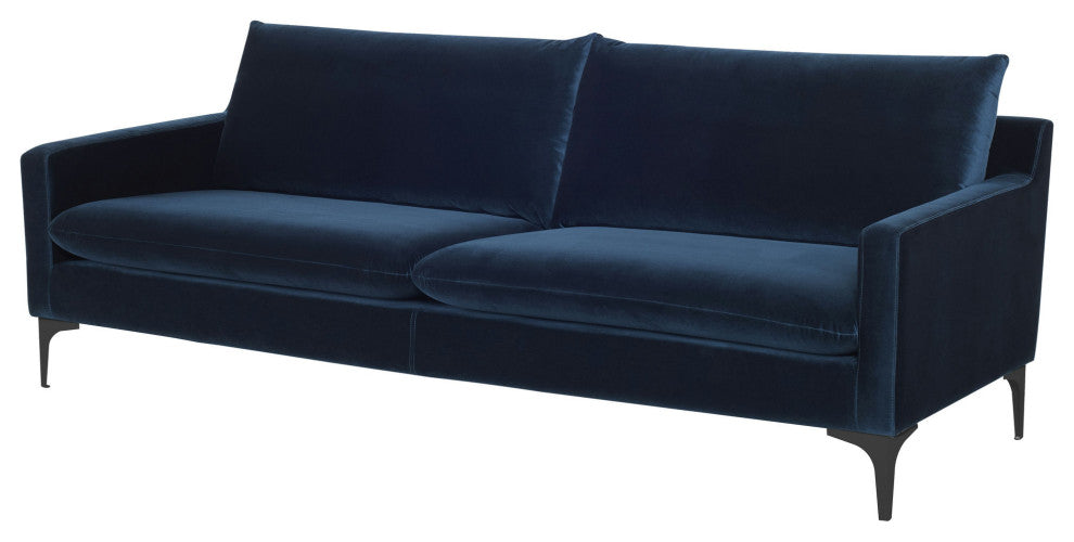 Anders Midnight Blue Fabric Triple Seat Sofa, HGSC497