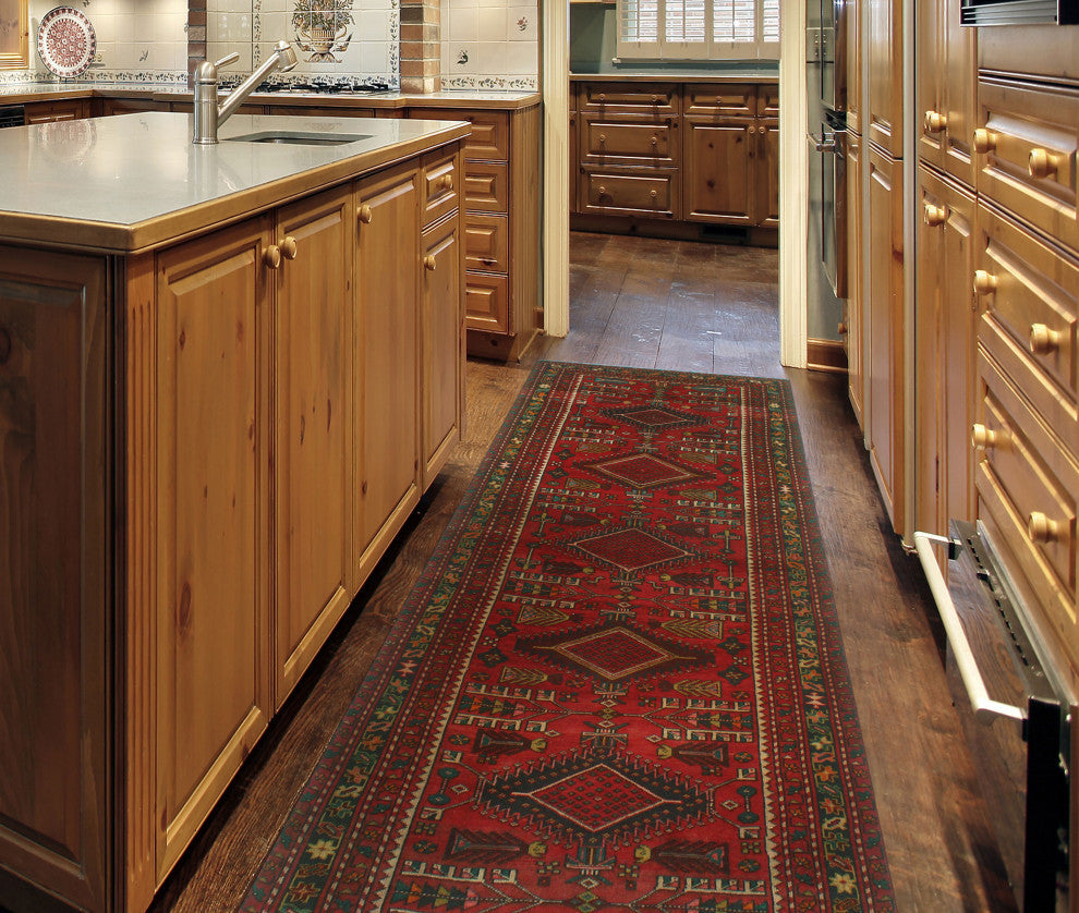 Fine Vintage Distressed Nell Rust/Charcoal Runner, 3'11x10'6