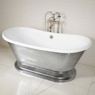 SanSiro CoreAcryl 73" French Bateau  Pedestal Tub Aged Chrome Finish
