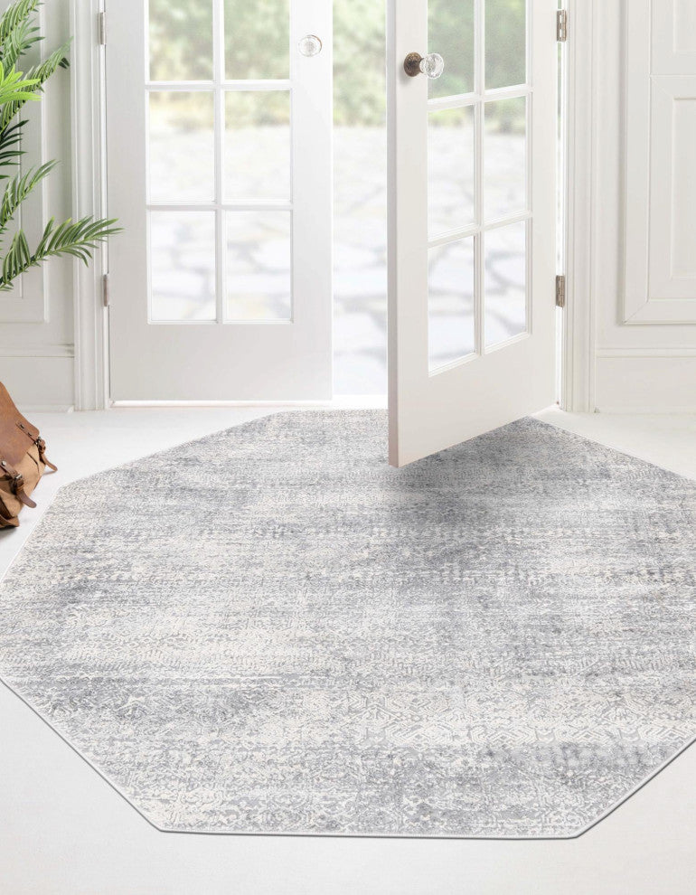 Unique Loom Sarah Finsbury Rug, Gray, 5'3"x5'3" Octagon