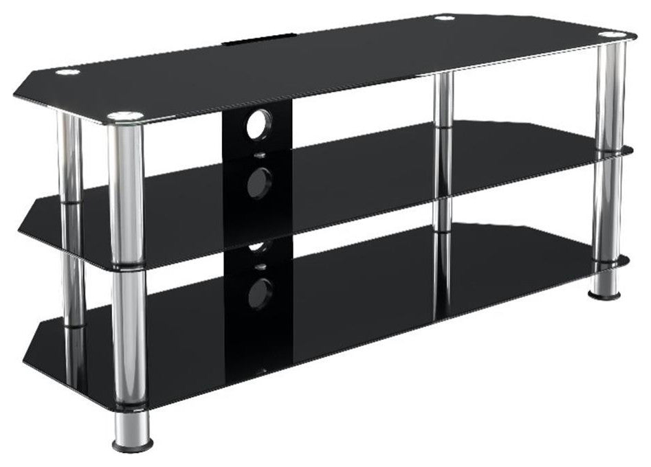 AVF Steel Glass TV Stand with Cable Management for up to 55" TVs in Black/Chrome