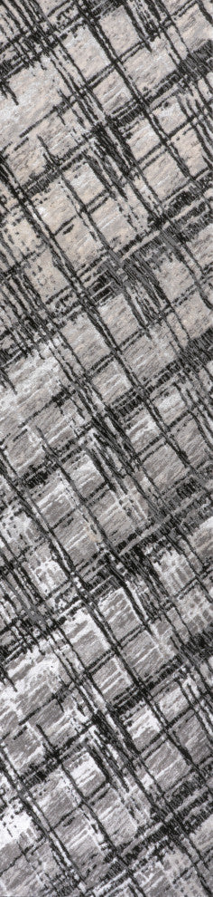 Slant Modern Abstract Black/Gray 2 ft. x 8 ft. Runner Rug