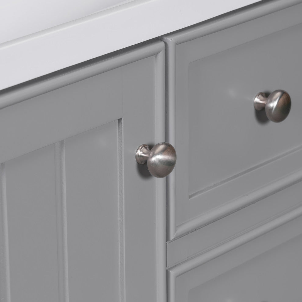 36 Inch Freestanding Bathroom Vanity Set in Blue with Drawers and Ceramic Sink, Grey