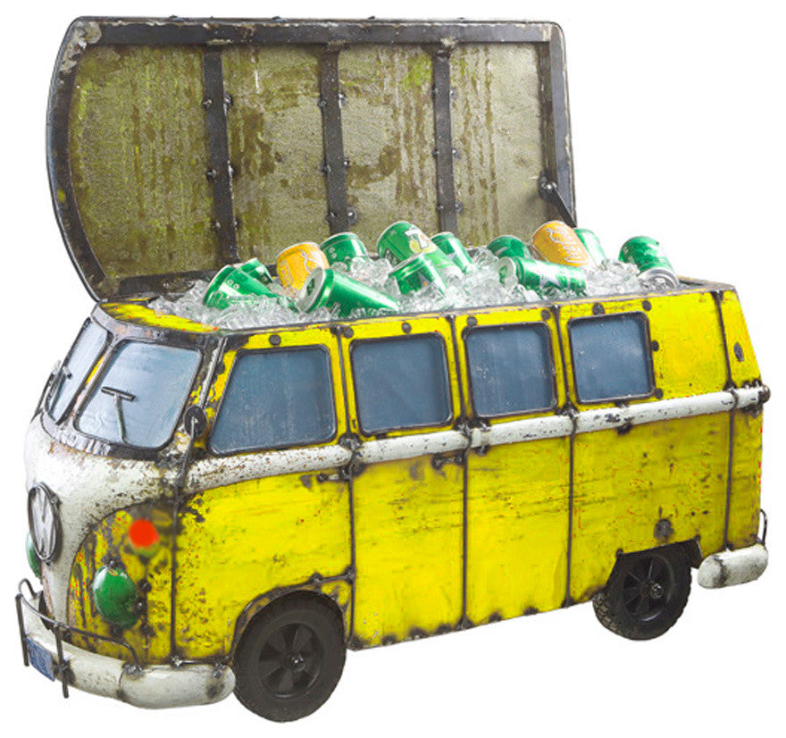 Think Outside Yellow Kombi Handmade Metal Fully Functional Beverage Cooler